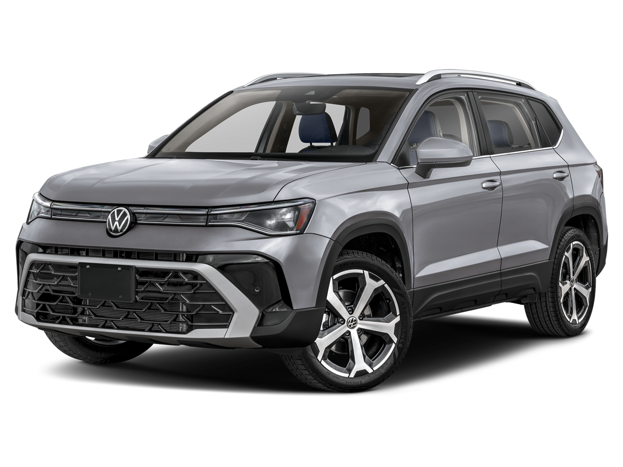 2026 Volkswagen Taos 1.5T SEL in Pyrite Silver Metallic — front three-quarter view
