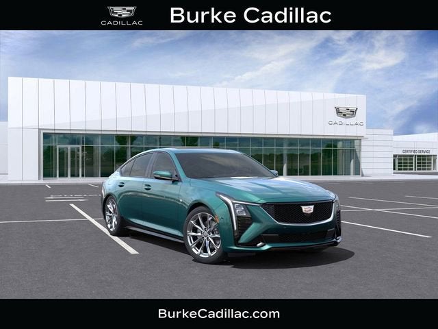 2025 Cadillac CT5 Sport in Typhoon Metallic — front three-quarter view