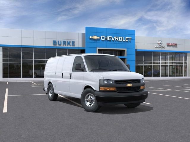 2026 Chevrolet Express Cargo 1WT in Summit White — front three-quarter view