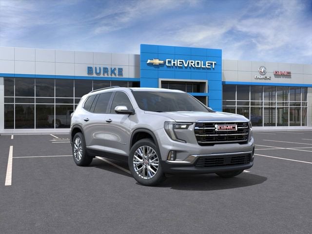 2026 GMC Acadia Elevation in Sterling Metallic — front three-quarter view