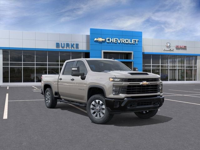 2026 Chevrolet Silverado 2500 HD Custom in White Sands — front three-quarter view