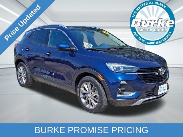 2023 Buick Encore GX Essence in Sapphire Metallic — front three-quarter view