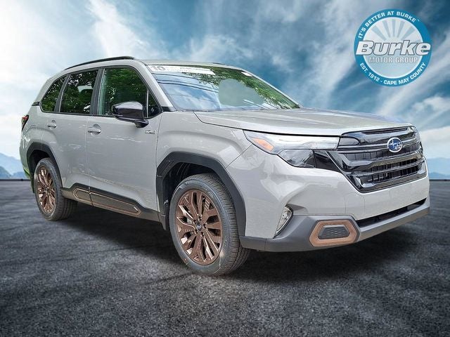 2026 Subaru FORESTER Sport Hybrid in River Rock Pearl — front three-quarter view