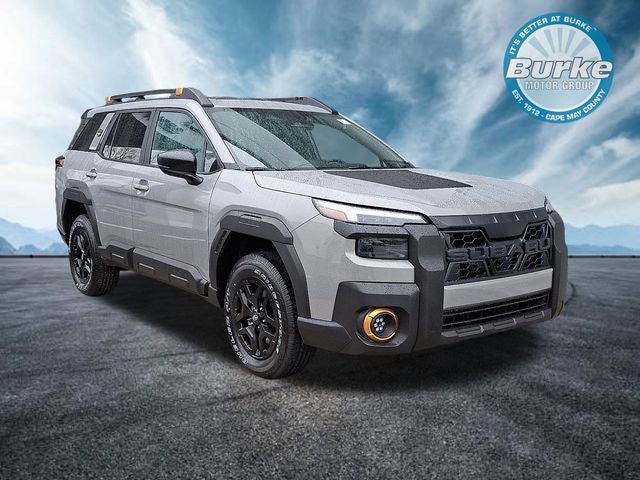 2026 Subaru OUTBACK Wilderness in River Rock Pearl — front three-quarter view