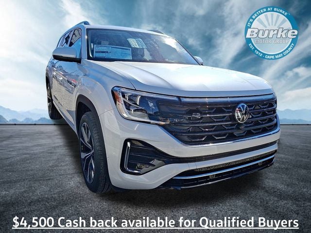 2026 Volkswagen Atlas 2.0T SEL Premium R-Line in Opal White Pearl — front three-quarter view