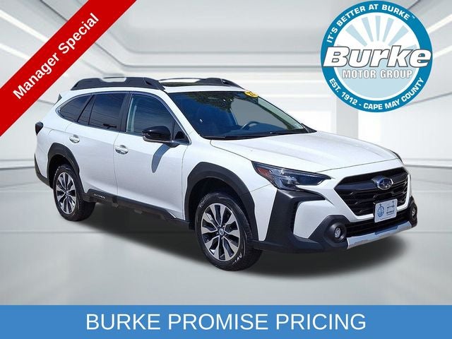 2023 Subaru Outback Limited in Crystal White Pearl — front three-quarter view