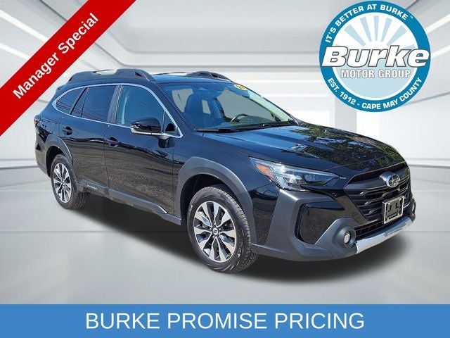 2024 Subaru Outback Limited in Crystal Black Silica — front three-quarter view