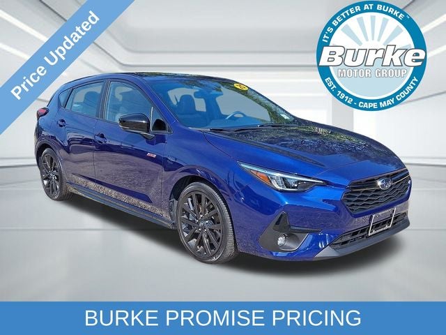 2025 Subaru Impreza 2.5RS in Sapphire Blue Pearl — front three-quarter view