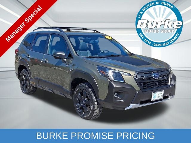 2024 Subaru Forester Wilderness in Autumn Green Metallic — front three-quarter view