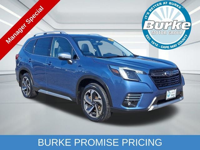 2023 Subaru Forester Touring in Horizon Blue Pearl — front three-quarter view